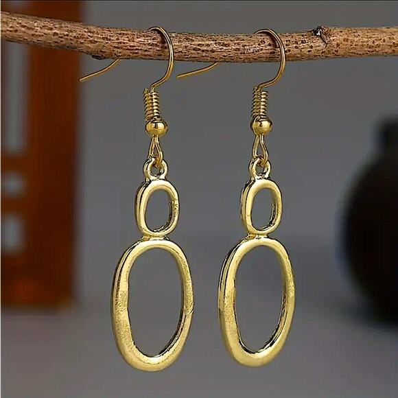 Gold Boho Geometric Irregular Dangle Earrings - Picture 2 of 5